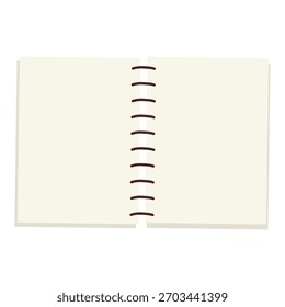 Ilustración de páginas de cuaderno en espiral en blanco abierto