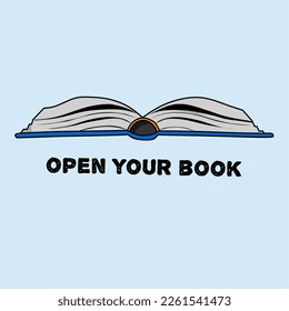 illustration of an open book and the words "open your book" which aims to motivate you to read the book