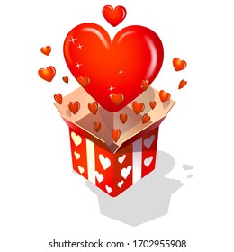 Illustration of open box with heart, with white background vector