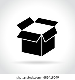 Illustration of open box icon on white background