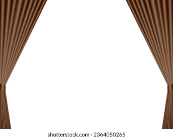 Illustration of open brown curtains