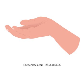 Illustration of an open child hand in a minimalistic graphic style on a plain white background, concept of giving and receiving