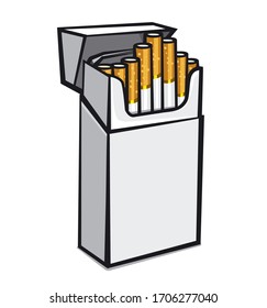 illustration of the open cigarettes packaging on the white background