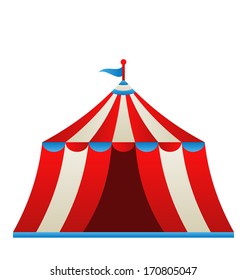 Illustration open circus stripe tent isolated on white background - vector