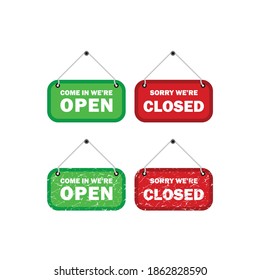 Illustration open closed sign clean and rustic vector design