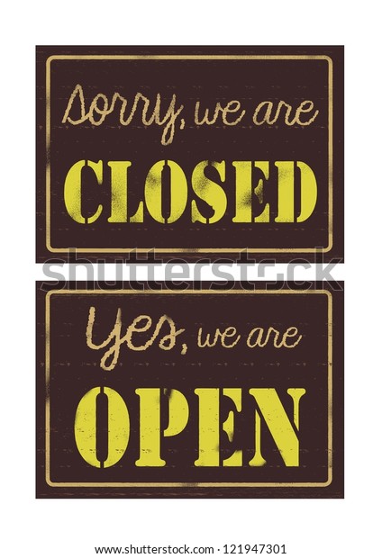 Illustration Open Closed Sign Stencil Style: vector de stock (libre de ...