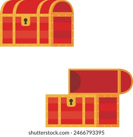Illustration of an open and closed treasure chest