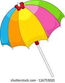 Illustration of an Open Colorful Beach Umbrella