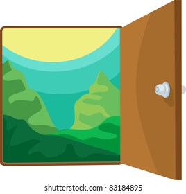 illustration open the door