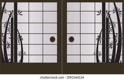 Illustration of open door slide Japan style. Suitable for background