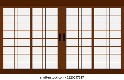 Illustration of open door slide Japan style. Suitable for background. Vector Illustration.