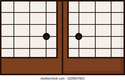 Illustration of open door slide Japan style. Suitable for background. Vector Illustration.