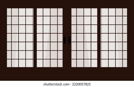 Illustration of open door slide Japan style. Suitable for background. Vector Illustration.