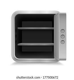 Illustration of open empty safe on white background