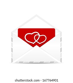 Illustration open envelope with valentine postcard -  vector