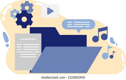 illustration of an open folder with several files in it