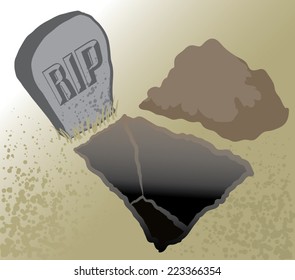 An Illustration of an open grave and headstone