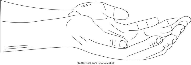 the illustration of the open hand creates a gesture to accept something.