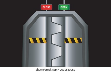 Ilustración de la Puerta Industrial Abierta. Adecuado para el fondo 