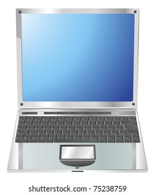 Illustration Of An Open Laptop From Straight On. Copy-space On Screen For Anything You Like