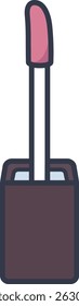 Illustration of an open lip gloss with a pink brush applicator. Cute and simple beauty item icon