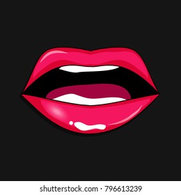 Illustration of open lips on dark background