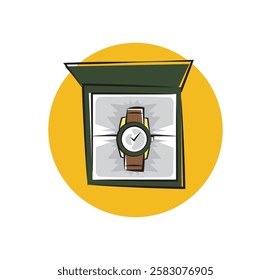 illustration of an open luxury watch box seen from above