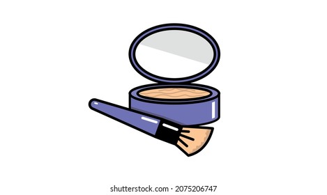 illustration of open make up powder puff box. Powder box sketch icon for infographic, website or app