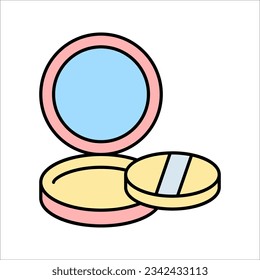illustration of open make up powder puff box. Powder box sketch icon for infographic,, vector illustration on white background