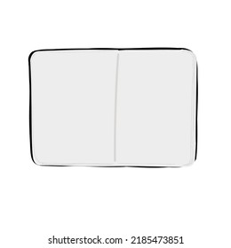 Ilustración de un cuaderno abierto sobre fondo blanco aislado