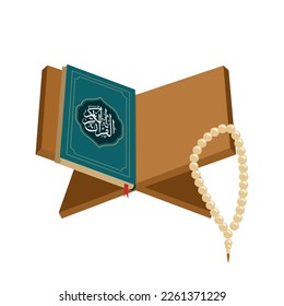 illustration of open quran on table, book of islam, holy book of islam