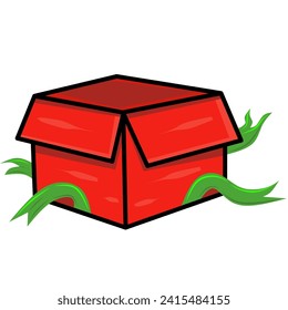 Illustration of an open red cardboard box. on a white background