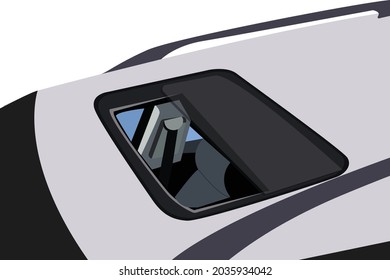 illustration of an open roof top of a modern car. Vector flat illustration