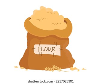 illustration of an open sack of flour, wheat.