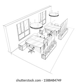 Illustration of open space interior. Modern office.
