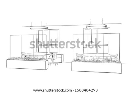Illustration of open space interior. Modern office.