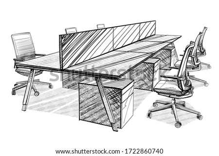 Illustration of open space office. Interior design.