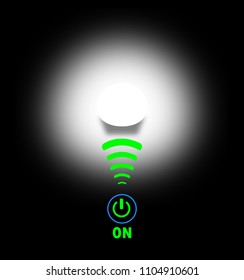 Illustration of open switch, light and bulb