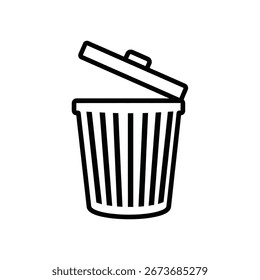 Illustration of an open trash can, representing waste disposal, recycling, and environmental cleanliness in various settings