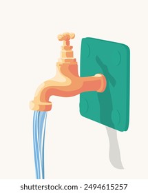 illustration of an open water tap