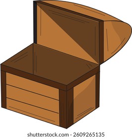 The Illustration of open wooden chest box