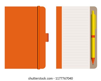 Illustration of the opened and closed notebooks