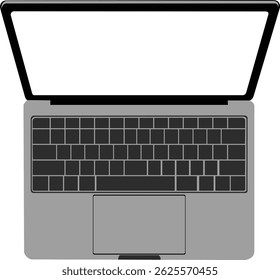 Ilustración de la computadora portátil abierta con pantalla en blanco
