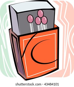 Illustration of a opened match stick with box	