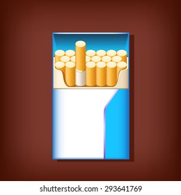 illustration of opened pack of cigarettes on red background