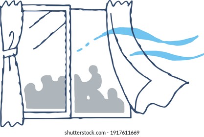 Ilustración de la apertura de ventanas para ventilar