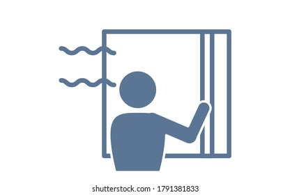 Illustration of opening windows for ventilation