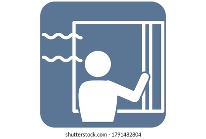 Illustration of opening windows for ventilation