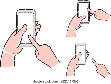 An illustration of operating a mobile phone.