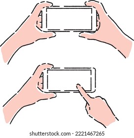 An illustration of operating a mobile phone.